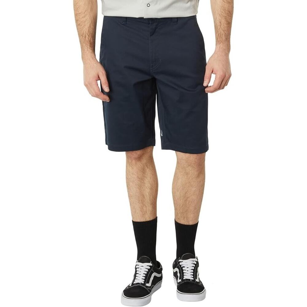 Volcom Frickin NEW Regular Fit Navy Flat‎ Front 10" Inseam Shorts Size 30 Waist